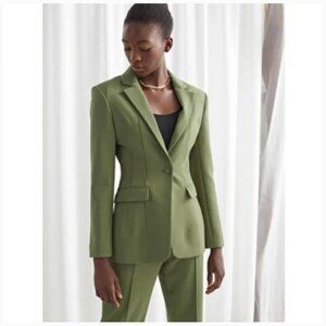 & Other Stories Olive Green Blazer Jacket Women's 2 Office Career